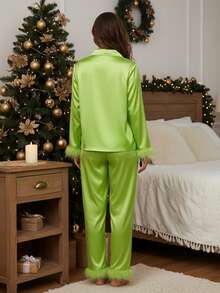 Women Two-Piece Outfits - Fluorescent Green - View 3