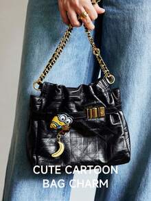 Niedlicher Minions-Taschenanhänger aus Leder, Cartoon-Charm, Handtaschenanhänger, Taschenanhänger, Zubehör für Handtasche, Rucksack