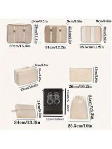 8pcs Multi-Function Travel Packing Cubes, Large Capacity Luggage Organizer Bags, Foldable Clothes Storage Bags, Suitable For Travel, Luggage, Clothes, Bedroom, Dorm, Great Gift For Friends, Halloween, Christmas - Multicolor - View 8