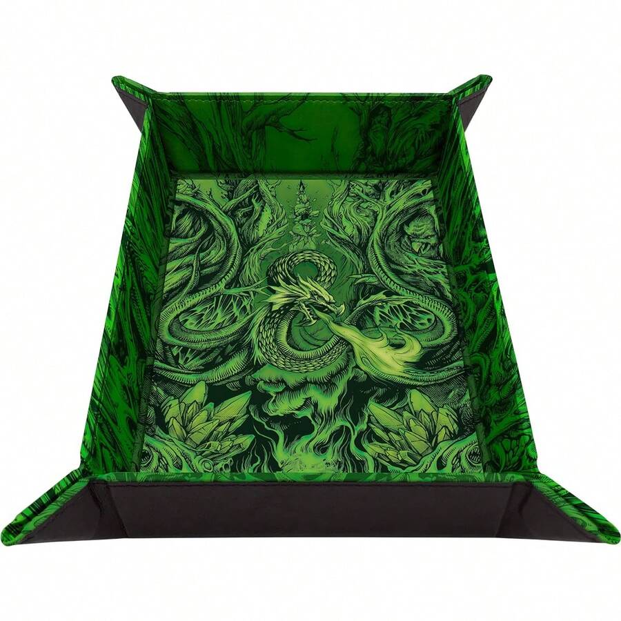 Ultra PRO - Khay xúc xắc gấp - Hình ảnh minh họa bộ bài thay thế cho Phandelver và bên dưới: Shattered Obelisk cho Dungeons & Dragons, hoàn hảo để có những lần tung xúc xắc hoàn hảo trong - màu xanh lá - Xem 1