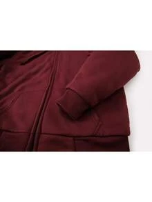 Men's Autumn And Winter Tops, Men's Fleece Jackets, Simple And Pure Color, Thickened Fleece, Warm In Winter, Windproof When Going Out - 酒紅色 - 查看 7