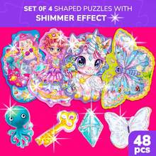 QUOKKA Shimmer Puzzles For Kids Ages 4-6 – Jigsaw Puzzles For Toddlers 3-5 – 4-Pack Princess, Mermaid, Rocket & Dinosaur Children's Game Ages 4-8 – Unique Gift Toy For Preschoolers - Boys And Girls - Girls - 查看 2
