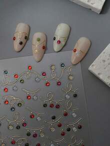 1 pieza Pegatina de uñas de Navidad con caramelo rojo en relieve 5D, Decoración de uñas autoadhesiva e impermeable DIY - Multicolor 2 - Ver 8