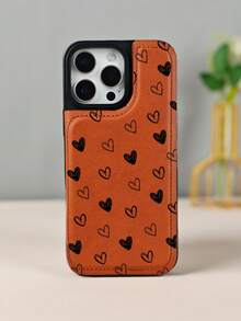 GALLAPLE Wallet - Style Mobile Phone Case Black White Heart Pattern Phone Case Cover Cute Love Design Protective Shockproof Slim Fit Fashion Accessory, Phone Case Comes With A Magnetic Slot Holder, Making It More Convenient To Store ID Cards For IPhone 17Promax 17Air 17Pro 17 16Promax 16 15 14 13 12 Plus Pro S25Ultra 25 24 23 22 Plus Case - 黑色 - 查看 7
