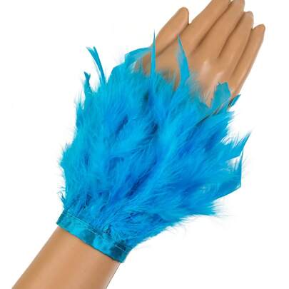1pc Turkey Feather Cuffs Women Hand Wristband With Plumas Trim Sleeves Wrist Sleeve Ring For Photos Real Fur Bracelet Plumes Jeans Trousers Anklet Accessories