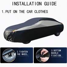 4-Season Silver Coated 190T Polyester Car Cover, Waterproof Dustproof Sun Protection Full Vehicle Cover - Black Silver - View 7