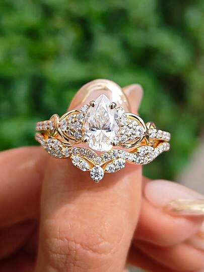 1 Pc Exquisite Vintage Teardrop Zirconia Ring In Sterling Silver Perfectly Suited For Galas, Parties, And Other Occasions A Refined Jewelry Gift For Women