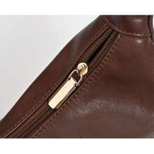 Maillard coffee brown and black portable shoulder bag, soft texture, large capacity tote bag, retro versatile women's bag, messenger bag.