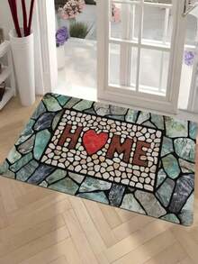 1 Pc Welcome Mat, Vintage Simulated Litho, Polyester Fiber Rug, Lightweight Stain-Resistant Door Mat, Wear-Resistant And Durable, Suitable For Living Room, Kitchen, Dining Room, Entrance Area Rug, Home Decoration Rug, Holiday Decoration Rug