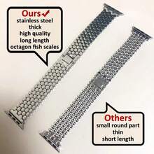 1件金屬龍鱗錶帶，適用於 38/40/41/42/44/45/46/49mm，Series 11/10/9/8/7/SE/6/5/4/2/1，男女通用時尚手鍊配件。僅包含錶帶，不含手錶或錶殼 - 銀色 - 查看 5