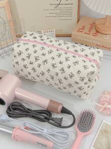 1pc Large Capacity Bow Hair Dryer Storage Bag With Multi-Pocket Cute Hair Tool Storage Bag Travel Carrying Organizer Bag Quilted Hair Dryer Storage Case Crimping Hair Tools Storage Bag Hair Straightener Storage Bag Flat Curl Iron Travel Organizer - Multicolor - View 11