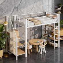 Loft Bed 90x200 Cm – Space-Saving & | Integrated Wardrobe With Storage Space | & High Safety Fence Design | White Single Bed & Youth Bed - White - View 1