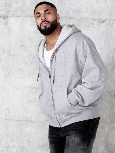 MEN Street Life Men's Vintage Washed Loose Metal Zipper Sweatshirt Hoodie (Reinforced Collar, Hem And Shoulder Seams To Prevent Deformation), School