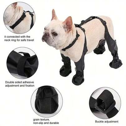 Adjustable Waterproof Dog Shoes - Breathable Soft Paw Protective Covers, Buckle Closure, All-Weather Anti-Dust Pet Boots, Suitable For Small Dogs (French Bulldog, Poodle, Shih Tzu)