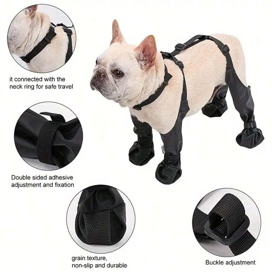 Adjustable Waterproof Dog Shoes - Breathable Soft Paw Protective Covers, Buckle Closure, All-Weather Anti-Dust Pet Boots, Suitable For Small Dogs (French Bulldog, Poodle, Shih Tzu)