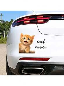 1张亮橙色猫咪窗贴 - 混搭风格猫咪窗贴 - 防水乙烯基贴纸，表情活泼，适用于卧室、客厅、浴室、厨房 - 家居装饰，趣味房间点缀|俏皮猫咪设计|防水贴纸/汽车贴纸 - A - 查看 7