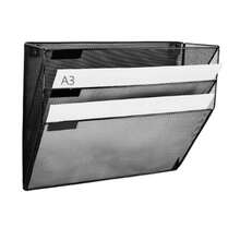 壁掛けファイルラック 6段 卓上収納ラック 卓上収納可能 ファイル書類トレー メッシュメタル レタートレイ 壁掛け書類多機能 新聞 雑誌 A3金属 書類入れ 卓上 机上 書類棚 完成品 (ブラック,3層傾斜底) - ブラック - チェックする 1