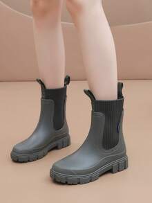 Women's Fashion Mid-Calf Rain Boots, Waterproof One-Piece Non-Slip Galoshes For Adults, Outdoor Wear