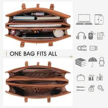 Laptop Bag For Women 15.6 Inch Leather Laptop Tote Bag Waterproof Work Shoulder Bag Lightweight Computer Tote Bag Professional Women Business Office Bag Large Travel Handbag Black - màu nâu - Xem 3