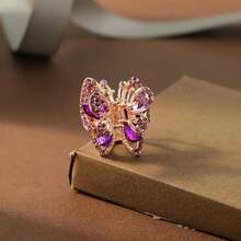 1 Piece Elegant Butterfly Rhinestone Hair Clip - Shiny Colorful Crystal, Rectangular Design With Firm Clip, Suitable For Women's Updos, Parties, Weddings, Proms, Bridal Hair Accessories, Vibrant Hair Ornaments - 香檳色 - 查看 8