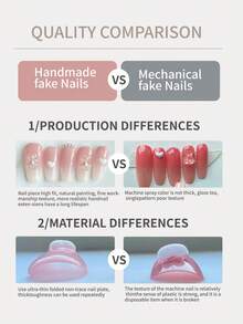 10pcs Acrylic Press On Nails Brown Nails Brown Black Halation Flower Fake Nails Short Office DailyWear False Nails Artificial Nails Kit Includes 1sheet Adhesive Tabs &1 Pc Mini File - Multicolor - View 7