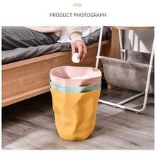 Bathroom Trash Can Simple Style Plastic Bedroom Living Room Trash Bin Creative Home Round Living Trash Can Bathroom Trash Can Office School Waste Paper Basket Kitchen Trash Can - Multicolor - View 2