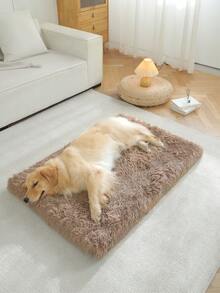 1pc Orthopedic Plush Dog Bed, Soft Cushion Pet Mat With Non-Slip Bottom, Durable And Machine Washable, Suitable For Large/Medium/Small Dogs And Cats, All Seasons - Brown - View 4