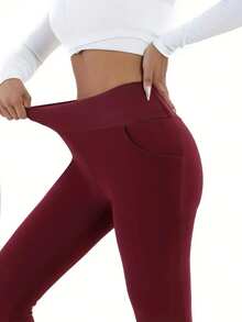 4 Pieces Women's High Waist Fleece-Lined Warm Leggings - Slim Fit Stretchy Winter Pants With Pockets, Multiple Colors Available (Black, Navy Blue, Red, Dark Gray) |   Machine Washable, Suitable For Everyday And Formal Wear |   Warm Tights For Cold Weather |   Warm Fleece-Lined Leggings With Pockets, Solid Color Design, Medium Elasticity Fabric, Suitable For Autumn And Winter, Women's Plus-Size Winter Pants, Women's Fleece-Lined Leggings, Women's Winter Tight Pants, Women's Snow Pants - Màu sắc hỗn hợp - Xem 5