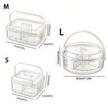 1 pieza Caja de almacenamiento hermética transparente de 6 compartimentos para frutas y aperitivos para la cocina/comedor, fácil de limpiar, diseño con asa portátil, adecuada para picnic, camping, fiestas - Blanco transparente - Ver 3