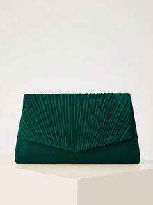 REMANLAND 这款优雅轻盈的褶皱时尚手拿包，是一款魅力四射的派对/晚宴包，完美契合派对女孩、新娘和女士的需求。它设有隐藏式卡槽和隔层，可作为单肩包或斜挎包使用。配有可拆卸金属链，是舞会、宴会、派对的理想之选，也是馈赠亲友的绝佳礼物。 - 墨綠色 - 查看 3