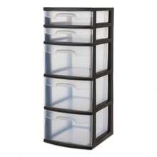 5-Drawer Storage Tower, Black - Tall Vertical Organizer For Closet, Bedroom & Office, Space-Saving Drawer Unit - 1 - 查看 6