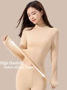 女士高领无缝上衣，女士保暖长袖保暖内衣打底衫，超薄秋季服装，女士秋装，纯色保暖内衣，保暖舒适长袖圆领无缝打底衫，修身高弹打底衫，轻薄透气上衣，休闲纯色轻薄保暖秋冬打底裤