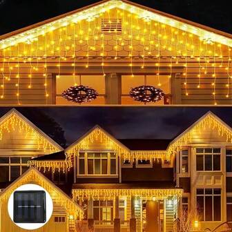 Luces LED solares para exteriores con 8 modos de iluminación, IP65 de alta calidad, blanco cálido/multicolor/blanco - Plástico resistente, adecuado para decoración del hogar, vacaciones, bodas, Navidad, Halloween, Acción de Gracias, invierno, luces solares para exteriores, iluminación festiva, pantalla de luz vívida, control de botón, luces solares navideñas para exteriores, luces navideñas para exteriores, luces de hadas, decoración navideña, luces decorativas, luces LED, decoración de Halloween
