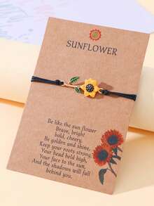 Goodwaro 1pc Elegant Alloy & Enamel Sunflower Beaded Bracelet With Delicate Card Package Perfect For Women's Daily Wear Valentines,Mom,Mother,Mother's Day,Gift - Multicolor - View 4