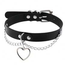 1PC Women Leather Choker Fashion Belts Style Choker Punk Jewelry With Chains Clavicle Choker Rock Neck Chain Bride Jewelry - Black - View 5
