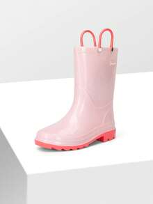 Kids Rain Boots Glitter Boys Girls With Easy-On Handles Sparkly Waterproof Boots Outdoor Playing Rain Boots Unisex-Child  For Rainy Days And School Activities - Hồng - Xem 6