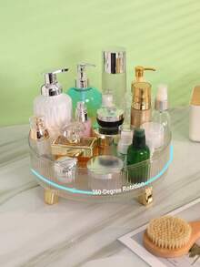 360 Degree Rotating Cosmetic Storage Box, Lotion Display Box, Large Capacity Round Tray, Makeup And Perfume Storage Box, Rotating Spice Rack,Suitable For Countertop, Bedroom, Bathroom And Kitchen,Gifts For Women,Christmas Gifts,Gift Ideas For Women - Multicolor - View 4