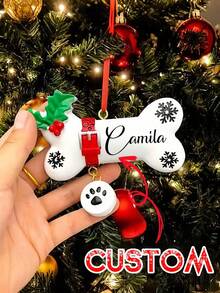 1 pezzo Decorazioni natalizie personalizzate - Decorazioni natalizie personalizzate a forma di osso per cani con nomi, decorazioni per alberi di Natale, decorazioni natalizie, regali di Natale per mamma, papà, animali domestici, amici, regali per donne, amicizia, decorazioni natalizie personalizzate per la famiglia