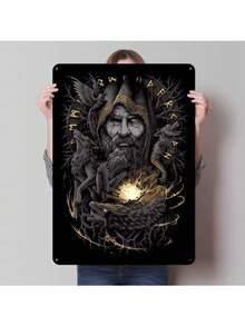 Odin Viking Mythology Metal Poster Home Decor Customizable Metal Tin Signs For Wall Art Decoration Gaming Room Decoration Retro - 彩色 - 查看 1