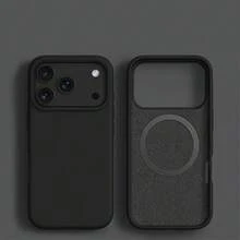 Luxury Texture Magnetic Mobile Phone Case, Suitable For  17 ProMax/ 17 Pro/ 17 Air/ 17/ 16 ProMax/ 16/ 15 ProMax, Support Wireless Charging, Simple Solid Color Protective Mobile Phone Case, Unisex, Magnetic Mobile Phone Accessories, Solid Color Mobile Phone Case,  Magnetic Protective Case, Fashion Protective Case, Minimalist Aesthetics, Advanced Texture, Durable Structure, Suitable For Men And Women - màu đen - Xem 4