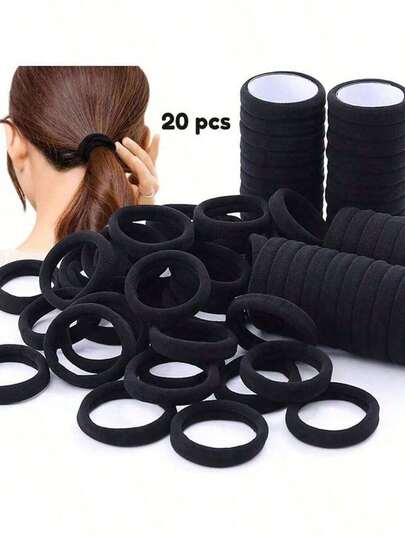 50/20/10pcs Black Elastic Headbands, High Elasticity Seamless Ponytail Holders, Rubber Bands, Suitable For Thick Hair - Perfect Hair Accessory For Women,Gifts,Travel,Gifts For Women,Hair Stuff,Stocking Stuffers