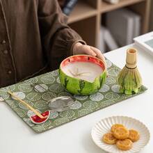 Cabin Kangaroo 1 Set Hand-Painted Watermelon Matcha Bowl Tea-Making Tool Set, Ceramic Chasen, Matcha Whisking Tools, Salad Bowl With Spout, Combined Set Of Tea-Making And Salad Utensils, Matcha Foam, Unique Salad Bowl, Exquisitely Designed Salad Bowl, Unique Tea-Making Set, High-Quality Ceramic Chasen