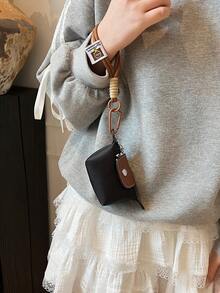 Túi đeo chéo mini bằng da PU bạch kim thời trang mới cho nữ, túi đeo chéo mini, móc khóa đa năng, túi đeo chéo mini, túi đeo chéo mini, móc khóa, quà tặng cho điện thoại, mặt dây chuyền điện thoại - màu đen - Xem 4