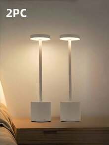 1pc Modern Metal Touch Control Dimmable LED Desk Lamp, Available In 5 Colors (Silver, Champagne Gold, Rose Gold, Black, White), Wireless Portable Mood Light, Tabletop Decor Lighting, Bedside Lamp, Bar Light, Gooseneck Lamp, 3 Lighting Color Modes, Stepless Dimming, USB Rechargeable, Suitable For Living Room And Bedroom Decor, Holiday Gift, Christmas, Valentine's Day