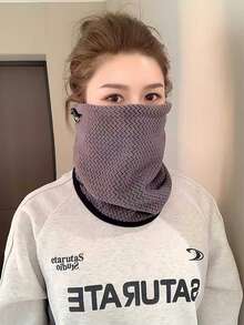 New Autumn And Winter Wave-Pattern Fleece Vertical Stripe Cycling Mask For Men And Women, Multifunctional, Windproof, And Warm, Perfect For Cycling, Skiing.