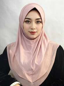 1pc Women's Quick-Wear Headscarf, Arabic Style Scarf, Double-Layer Lace Short Headscarf, Minimalist Muslim Headscarf - Multicolor - View 11