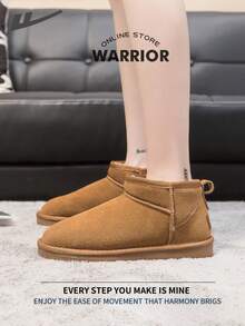 WARRIOR 战士舒适街头风格雪地靴女秋冬舒适跑步鞋朴素风格休闲而时尚的运动鞋全年适用耐磨全天穿着训练运动鞋保暖内衬运动鞋 - 全栗色 - 查看 5