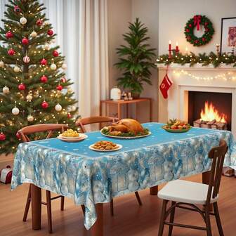 1 st återanvändbar och tvättbar bordsduk med julgran, snögubbe, julkulor, lämplig för inomhus, utomhuscamping, picknick, julfest, heminredning