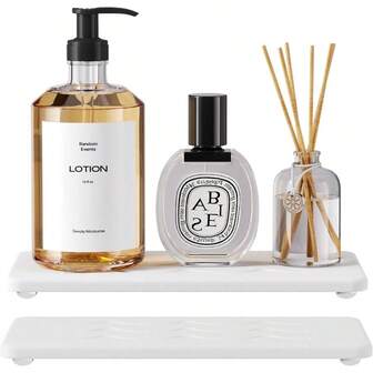 2PCS Absorbing Stone Tray Bathroom And Kitchen Sink, Quick - Drying Diatomite Mats, Kitchen Sink Organizer Caddy, Bathroom Counter Tray Sponge, Soap Dispensers, Lotion, Toothbrush