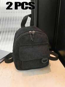 Corduroy Mini Backpack, Y2k Portable Solid Color Backpack, Phone Bag, Lipstick Bag, Key Bag, Compact Casual Backpack, Multi Functional Mini Backpack, Cute Student Backpack, Men'S And Women'S Small Backpacks School - Multicolor - View 19
